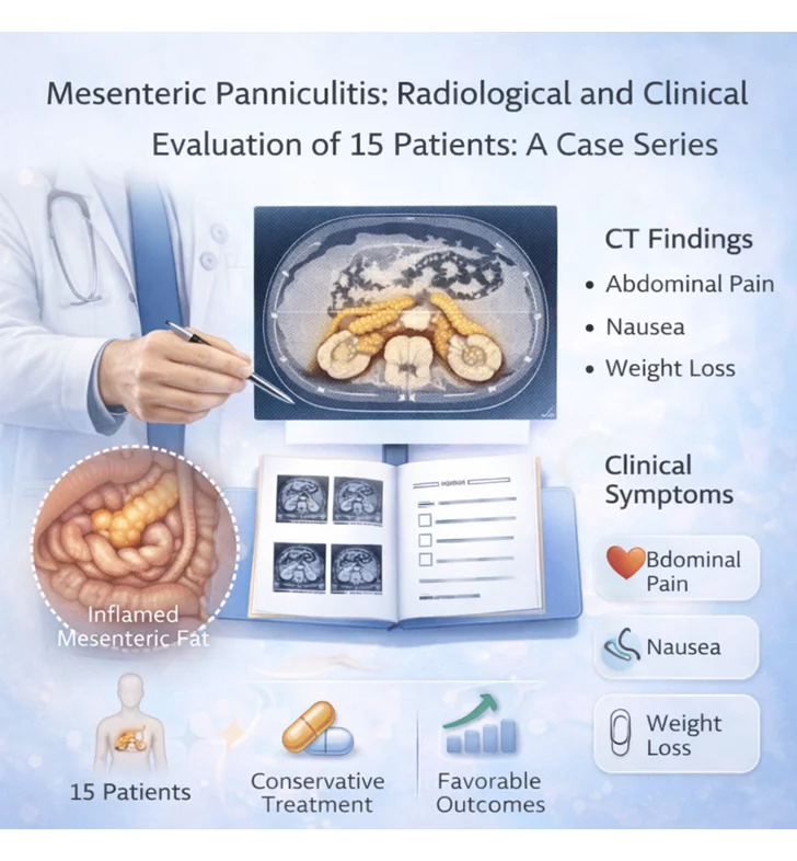 Mesenteric panniculitis: Radiological and clinical evaluation of 15 patients: A case series